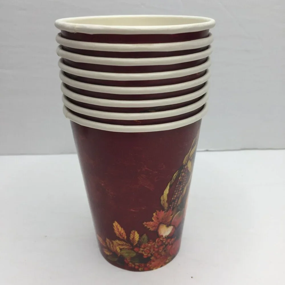 Thanksgiving Themed Turkey Paper Hot Cold Cups & Napkins Set